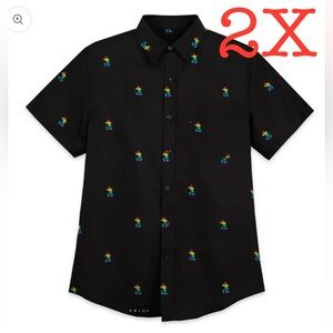 2X Disney Mickey Mouse Button Down Woven Dress Shirt for Adults